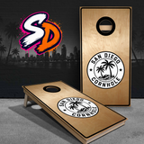 SDC Cornhole Boards - BW Badge Wood Back