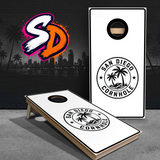 SDC Cornhole Boards - BW Badge on White